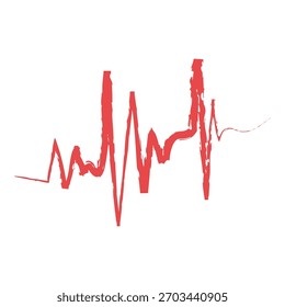 Red Hand-Drawn Waveform Line Illustration