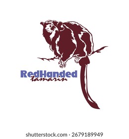 Red handed tamarin monkey design vector illustration, funny smart pet with an emotional face