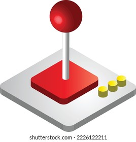 Red Handle control for game illustration in 3D isometric style isolated on background