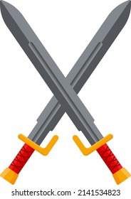 Red handle swords, illustration, vector on a white background.