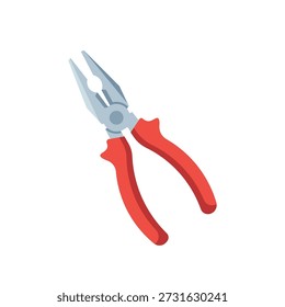 Red handled pliers vector illustration for construction, home repair, and maintenance works.