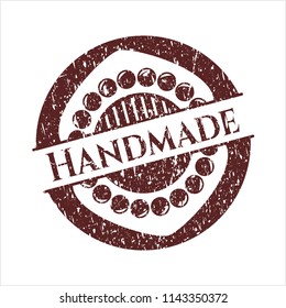 Red Handmade distressed rubber stamp with grunge texture