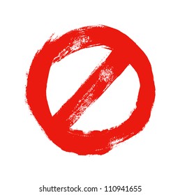 Red hand-painted exclamation / warning / danger sign / icon