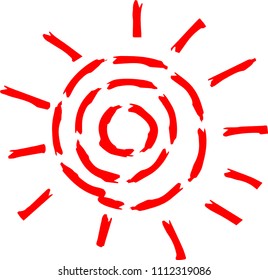Red Hand-painted sun illustration