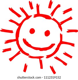 Red Hand-painted sun illustration