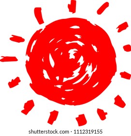 Red Hand-painted sun illustration