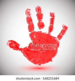 Red Handprint. Vector Illustration 