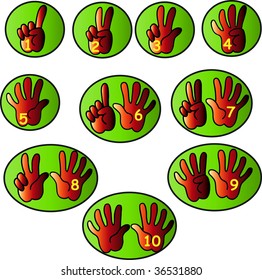 Red Hands Counting 1 10 Fingers Stock Vector (Royalty Free) 36531880 ...