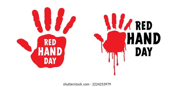 Día de la mano roja. Pinta silueta de mano o de huella. Febrero, campaña para poner fin al uso de niños soldados. Ayuda, ayuda para detener el abuso infantil. 