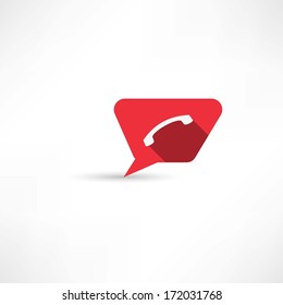 red handset for communication icon