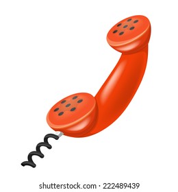 red handset isolated object on white isolated illustration