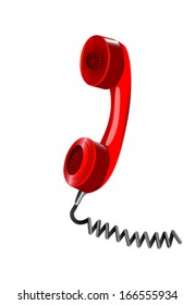 Red handset of telephone. Vector illustration 