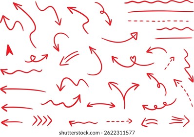 Red handwritten arrow illustration set