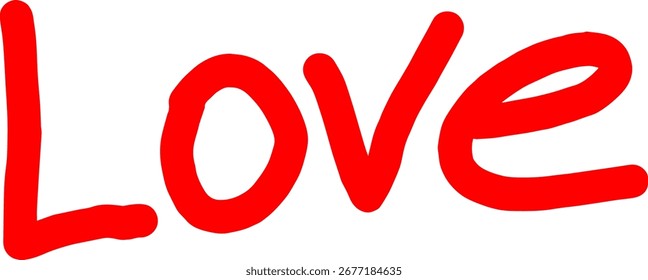 Vector rojo del amor de la palabra escrita a mano para el diseño romántico del día de San Valentín 