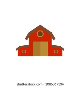 Red hangar in rustic icon, vector illustration.