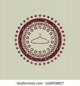 Red hanger icon inside grunge stamp