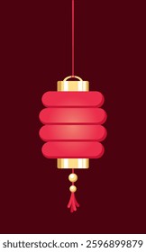 Red Hanging Chinese Lantern, Lunar New Year and Mid-Autumn Festival Decoration Graphic. Decorations for the Chinese New Year. Chinese lantern festival.
