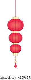 Red Hanging Chinese Lantern, Lunar New Year and Mid-Autumn Festival Decoration Graphic. Decorations for the Chinese New Year. Chinese lantern festival.