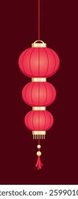 Red Hanging Chinese Lantern, Lunar New Year and Mid-Autumn Festival Decoration Graphic. Decorations for the Chinese New Year. Chinese lantern festival.
