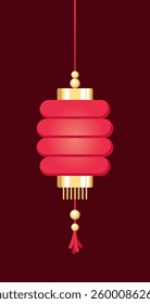 Red Hanging Chinese Lantern, Lunar New Year and Mid-Autumn Festival Decoration Graphic. Decorations for the Chinese New Year. Chinese lantern festival.