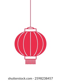 Red Hanging Chinese Lantern Silhouette, Lunar New Year and Mid-Autumn Festival Decoration Graphic. Decorations for the Chinese New Year. Chinese lantern festival.