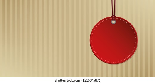 red hanging label on abstract paper background vector illustration EPS10