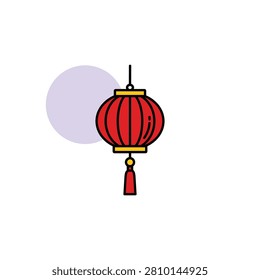 Red hanging lantern icon for Vietnam Independence Day decoration, traditional Vietnamese ornament for September 2 national holiday celebration, editable outline vector isolated on white