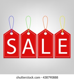 red hanging sales tags. vector