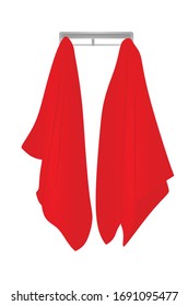 Toallas rojas colgantes. ilustración vectorial