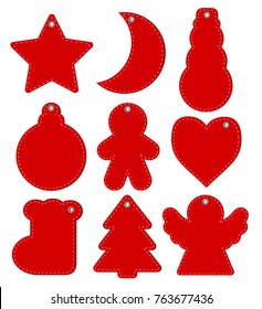 Red Hangtags Christmas or New Year, stock vector illustration