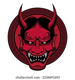 red hannya mask, vector EPS 10