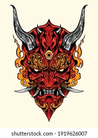 Red Hanya Mask Vector Art. EPS Format 