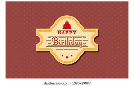 Red Happy Birthday Banner Card Vector Template