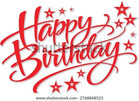 Red Happy birthday calligraphy writing