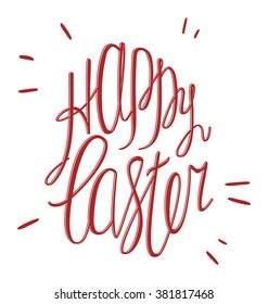 Red Happy Easter greeting card  composition