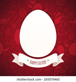 Red Happy Easter Poster With Egg. In the EPS file, each element is grouped separately.