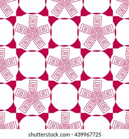 Red happy geometric stylized circle pattern. Vector seamless background.