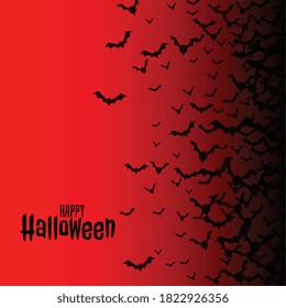 red happy halloween background with flying bats