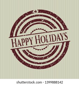 Red Happy Holidays distressed grunge style stamp
