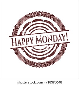 Red Happy Monday! distress rubber grunge stamp