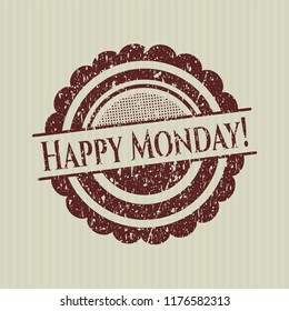 Red Happy Monday! distressed rubber grunge texture stamp