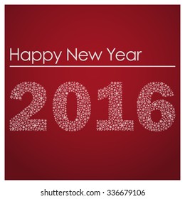 red happy new year 2016 from little snowflakes eps10