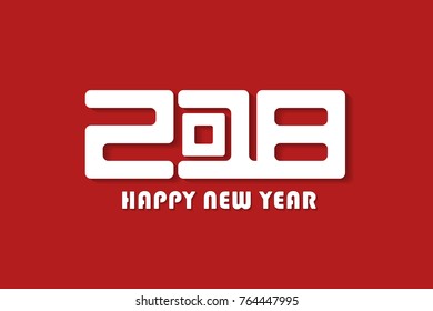 Red Happy New Year 2018 sign concept. Vector illustration