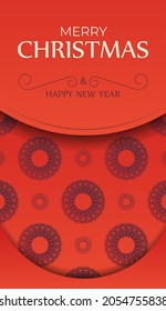 Red Happy New Year Brochure with Vintage Burgundy Pattern