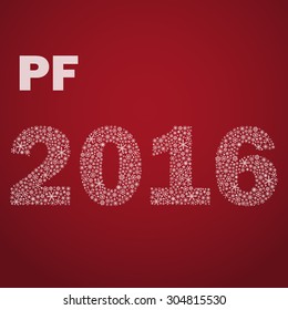 red happy new year pf 2016 from little snowflakes eps10