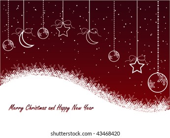 Red Happy New Year snowflake background, with space for text.