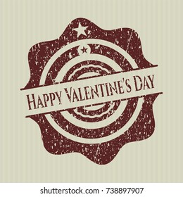 Red Happy Valentine's Day distressed rubber stamp with grunge texture