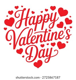 Red Happy Valentines Day Text in Herzform 