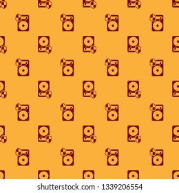 Red Hard disk drive (HDD) protection icon isolated seamless pattern on brown background. Flat design. Vector Illustration