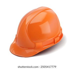 Red hard hat for construction workers on a white background. Vector illustration